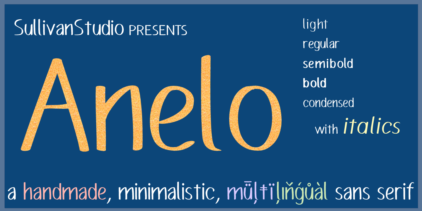 Przykład czcionki Anelo Condensed Light Italic